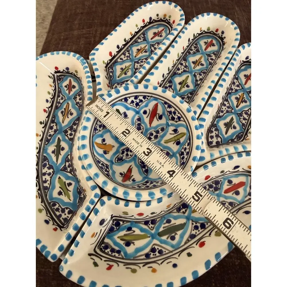 World Market 7 Piece Hand of Fatima, Ceramic Tray Platter Serving Set India
